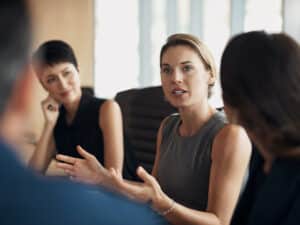 Female manager leading a team discussion